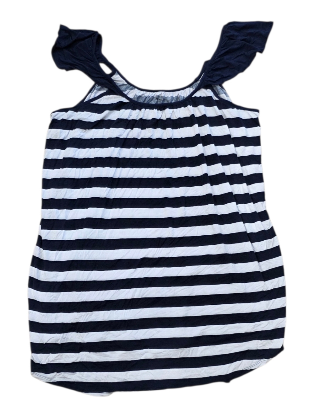 Joyspun Striped Navy and White Ruffle Sleeve Rayon Tunic Top 3x